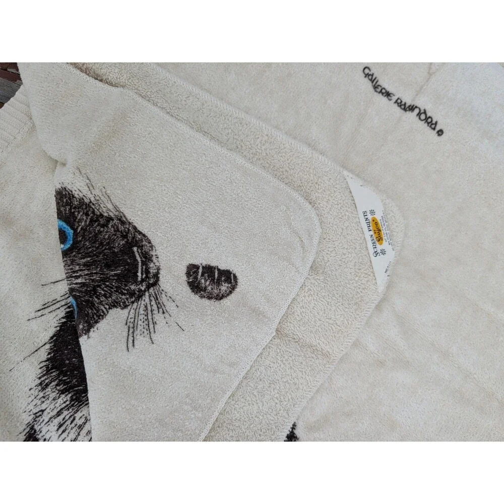 Vintage Siamese Cat Towel Bath Washcloth Set Rabindra Made USA UNUSED Collectabl